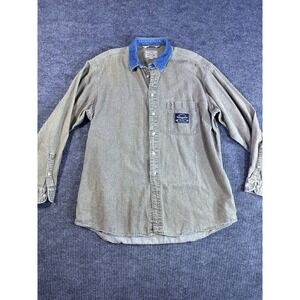 Nautica Denim Classic Fit Olive Blue Long Sleeve Button-Up Shirt XL‎ Pocket